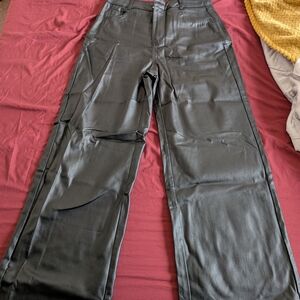 Black Faux Leather High Waisted Pants